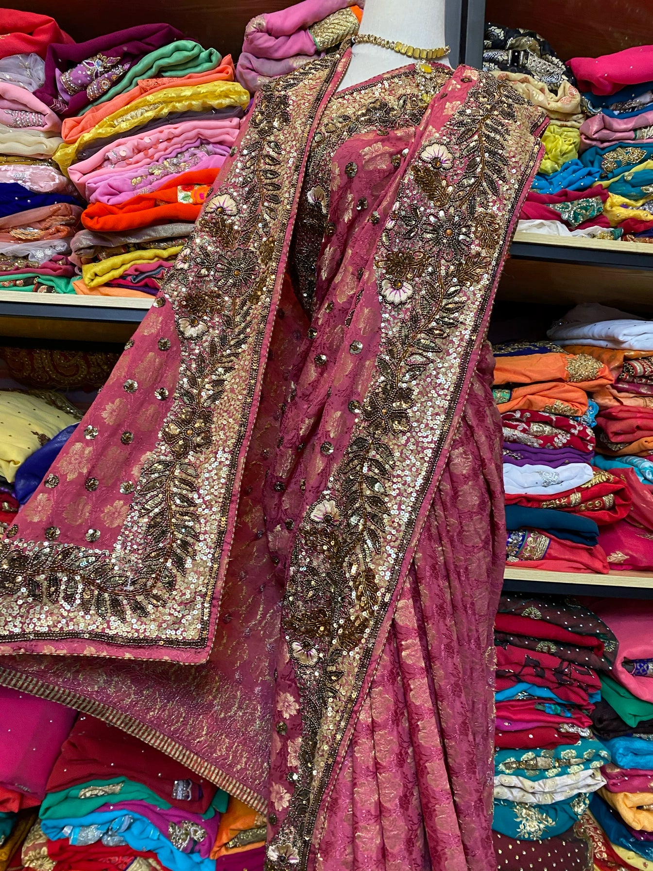 Indian Beaded Six-Mile Saree
