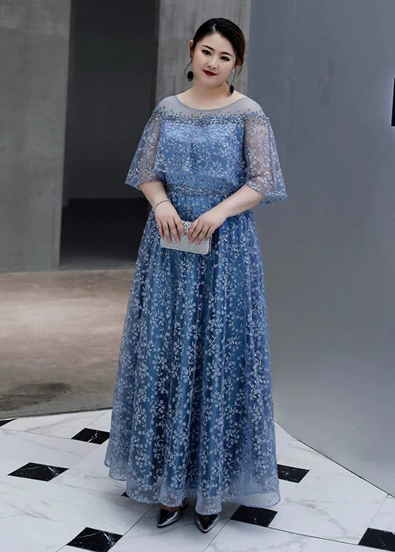 Blue Gray Evening Dress 3XL-7XL