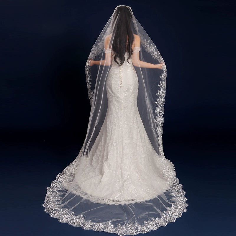 Korean Extra-Long Lace Wedding Veil