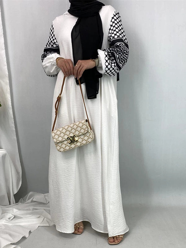 Elegant Turkish?Inspired Long Sleeve Hooded Maxi Skirt with Floral Print