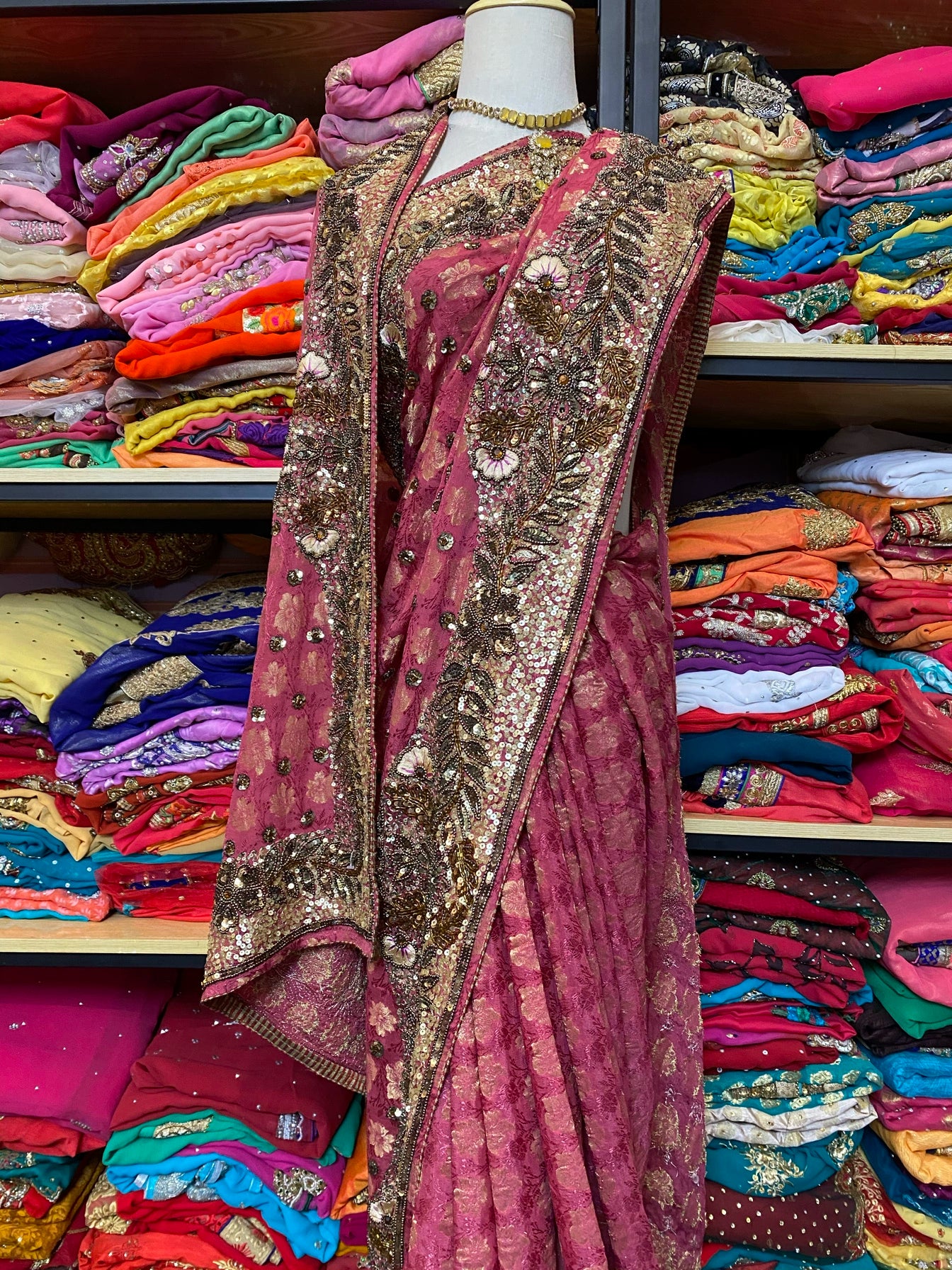 Indian Beaded Six-Mile Saree