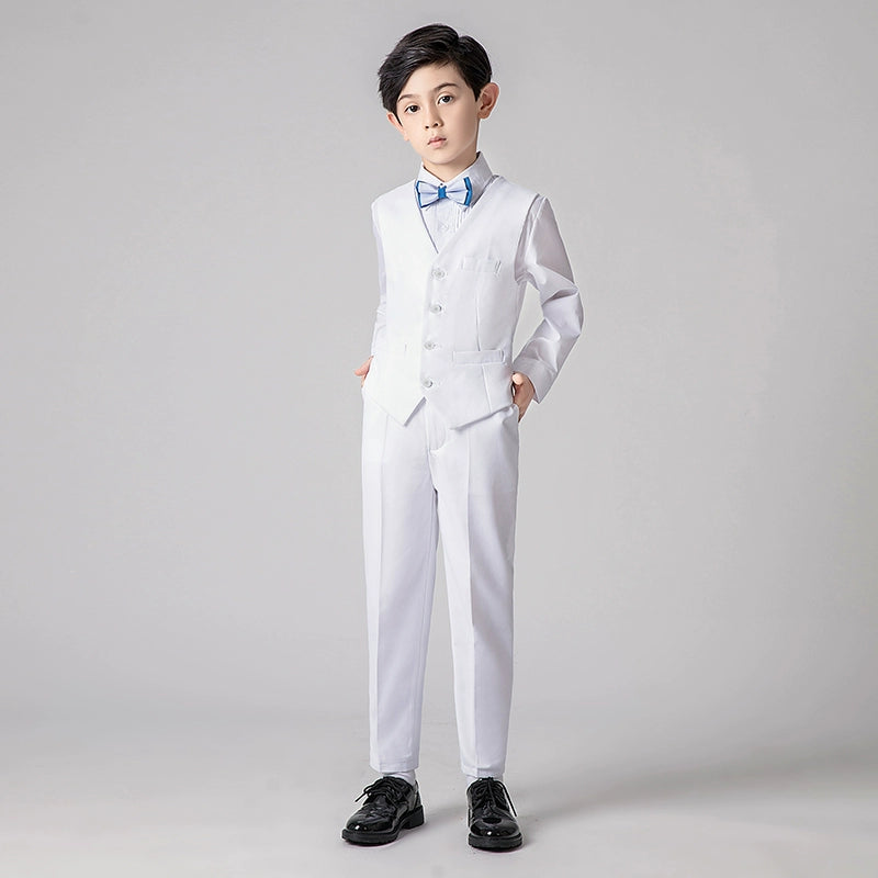 Boys' 4-Piece Vest Suit Set: Noble Cut Piano Performance
