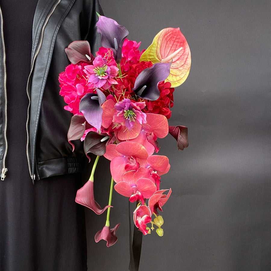 Deep Purple Calla Lily Handheld Silk Flower – Unique Home Vase for Weddings & Graduation