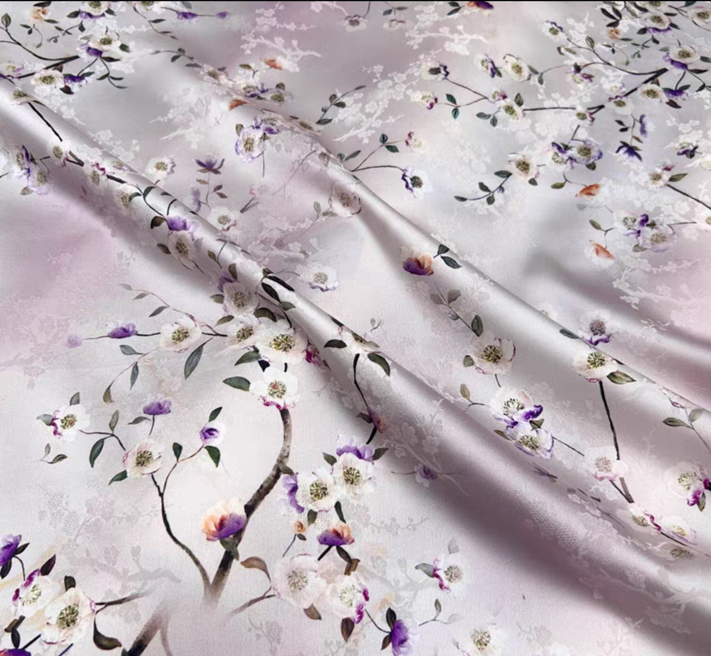 Chinese style jacquard silk fabric elastic satin printing skin-friendly heavy mulberry silk cheongsam dress fabric 3003-001