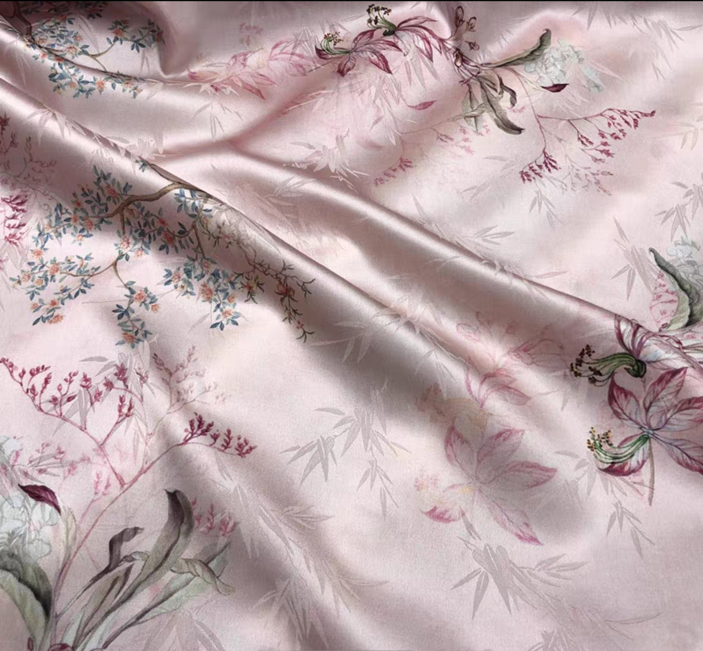 Chinese style jacquard silk fabric elastic satin printing skin-friendly heavy mulberry silk cheongsam dress fabric 3003-001