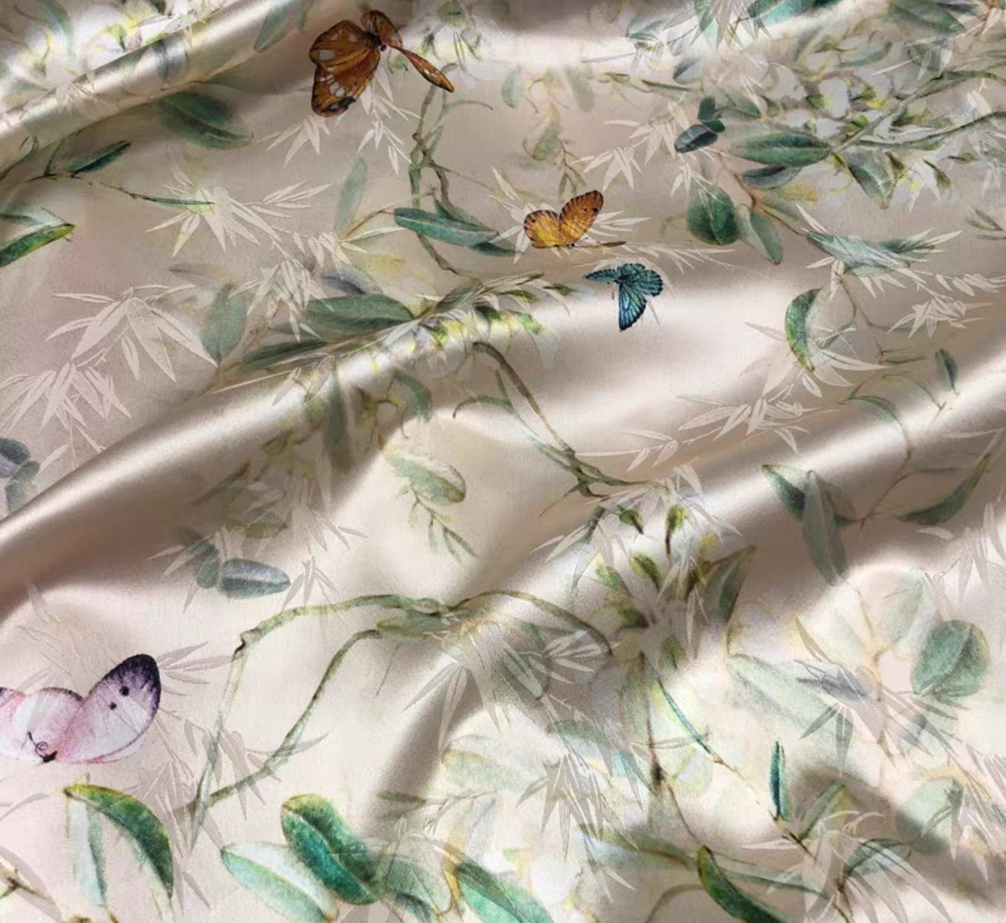 Chinese style jacquard silk fabric elastic satin printing skin-friendly heavy mulberry silk cheongsam dress fabric 3003-001