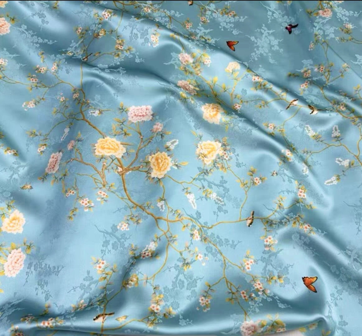 Chinese style jacquard silk fabric elastic satin printing skin-friendly heavy mulberry silk cheongsam dress fabric 3003-001