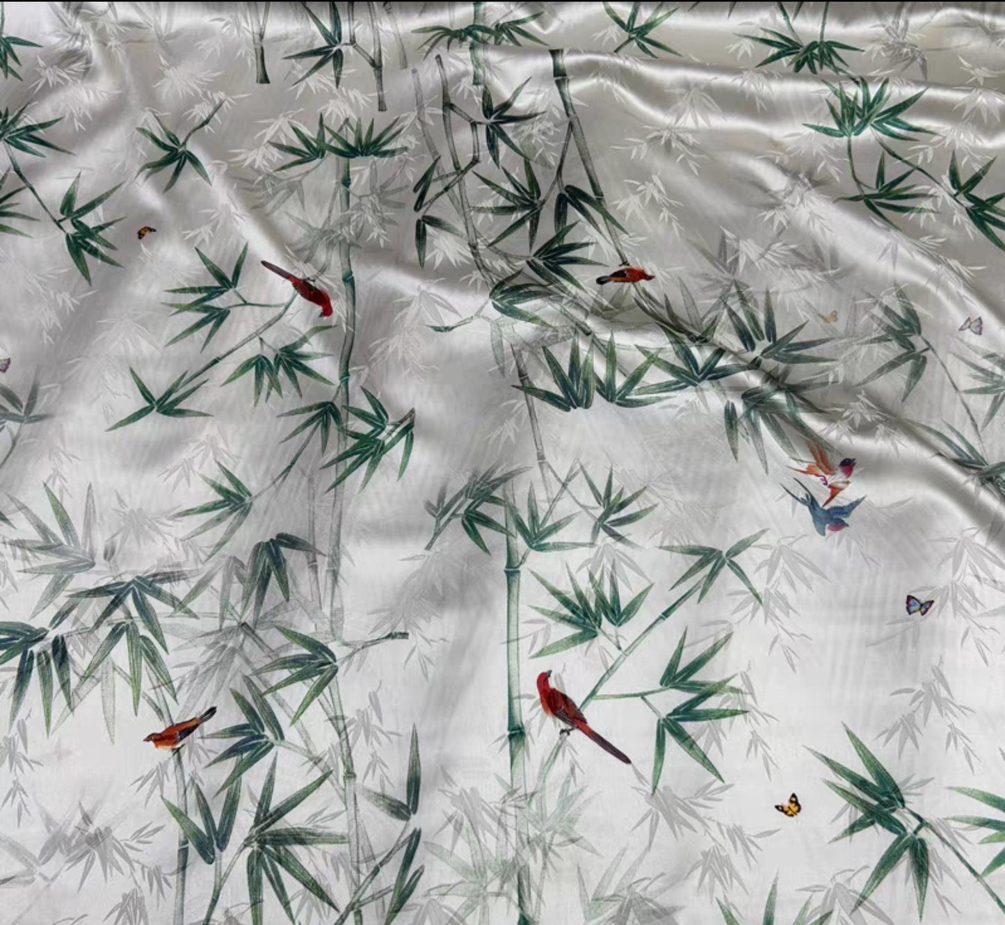 Chinese style jacquard silk fabric elastic satin printing skin-friendly heavy mulberry silk cheongsam dress fabric 3003-001