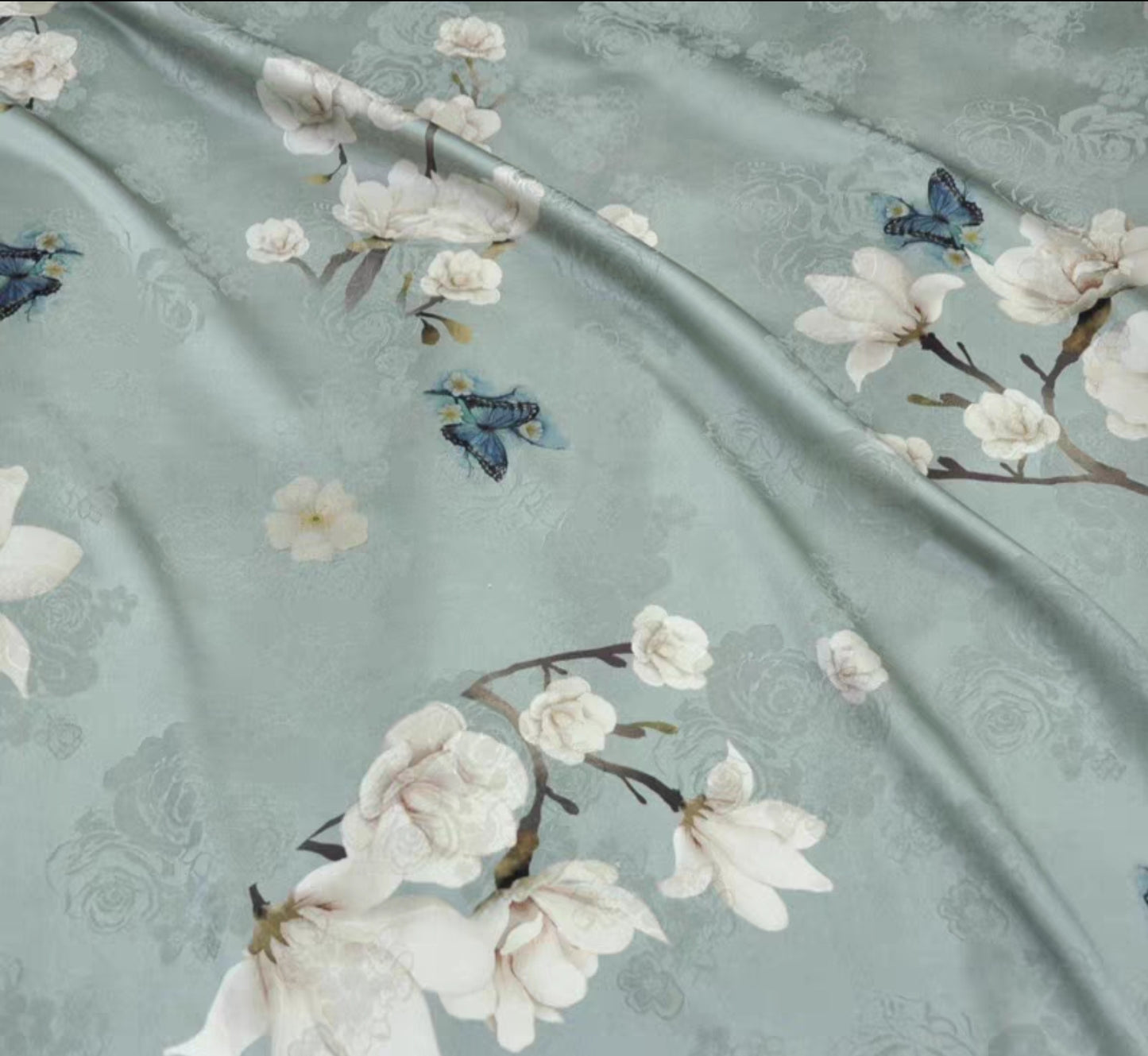 Chinese style jacquard silk fabric elastic satin printing skin-friendly heavy mulberry silk cheongsam dress fabric 3003-001