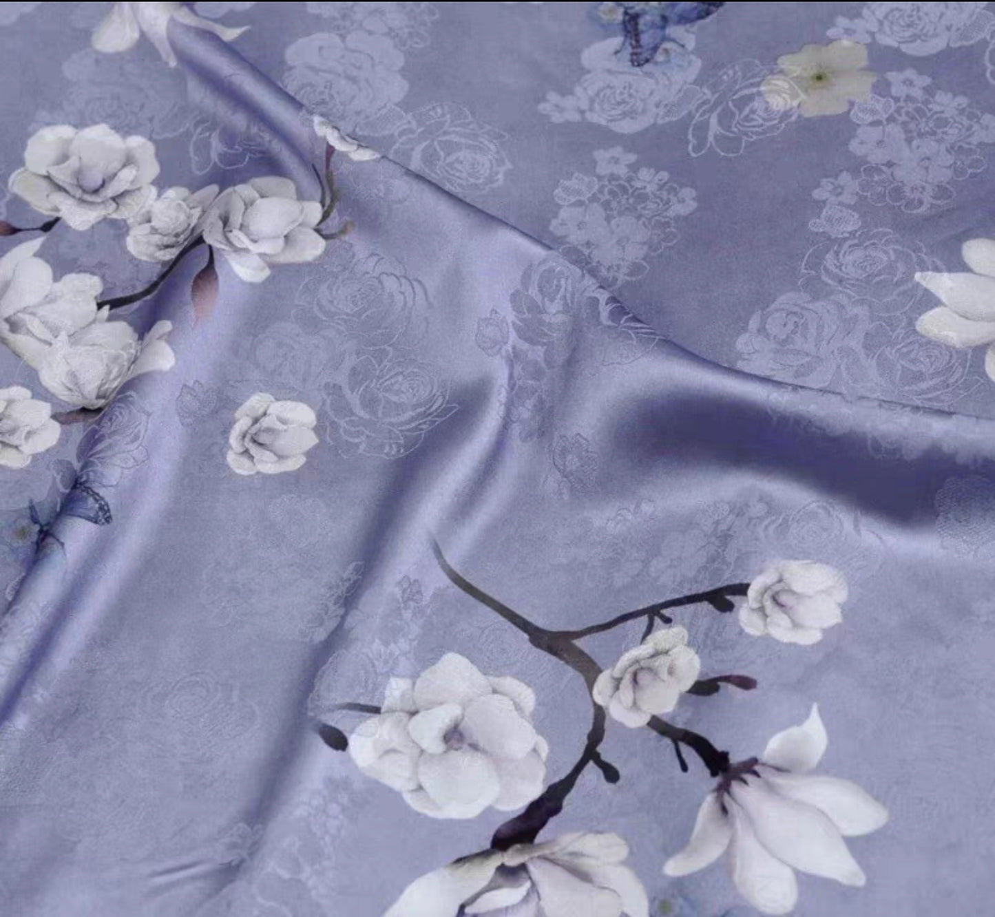 Chinese style jacquard silk fabric elastic satin printing skin-friendly heavy mulberry silk cheongsam dress fabric 3003-001