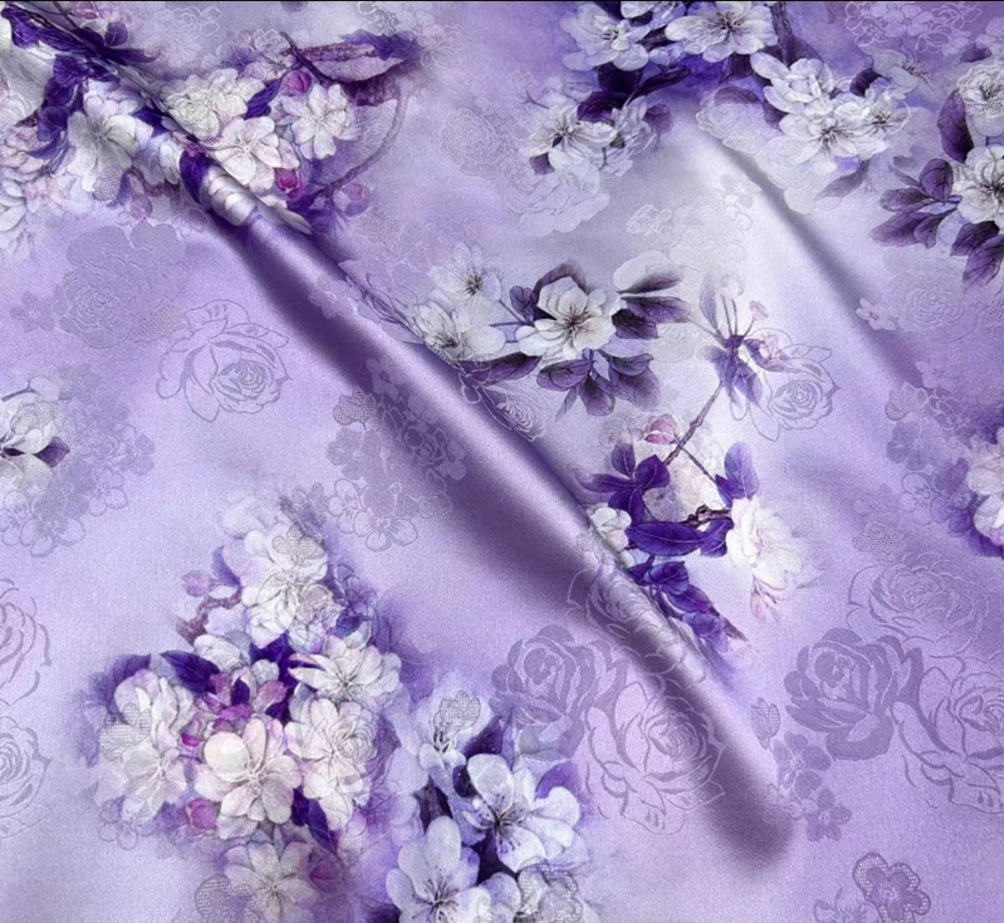 Chinese style jacquard silk fabric elastic satin printing skin-friendly heavy mulberry silk cheongsam dress fabric 3003-001