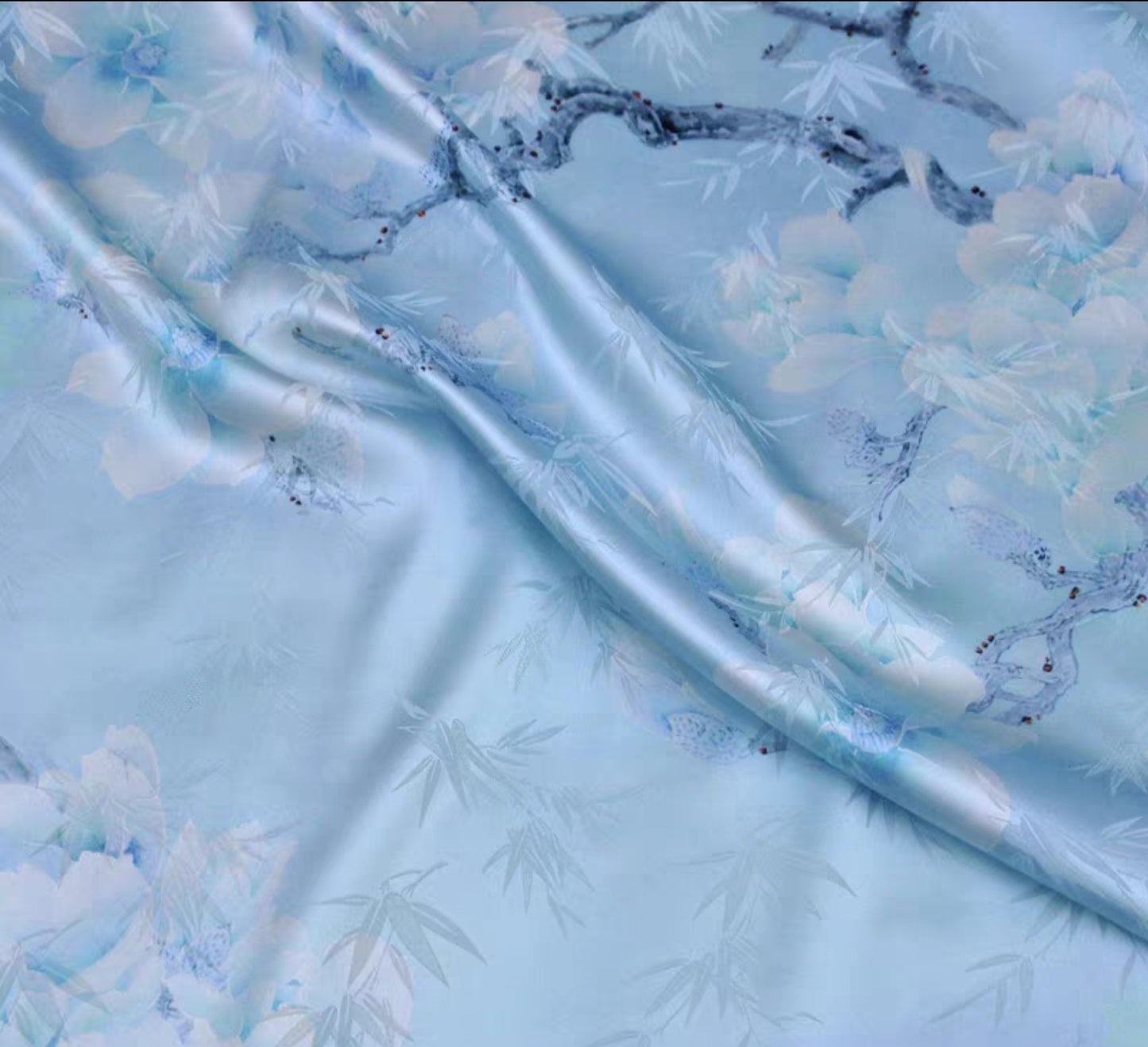 Chinese style jacquard silk fabric elastic satin printing skin-friendly heavy mulberry silk cheongsam dress fabric 3003-001