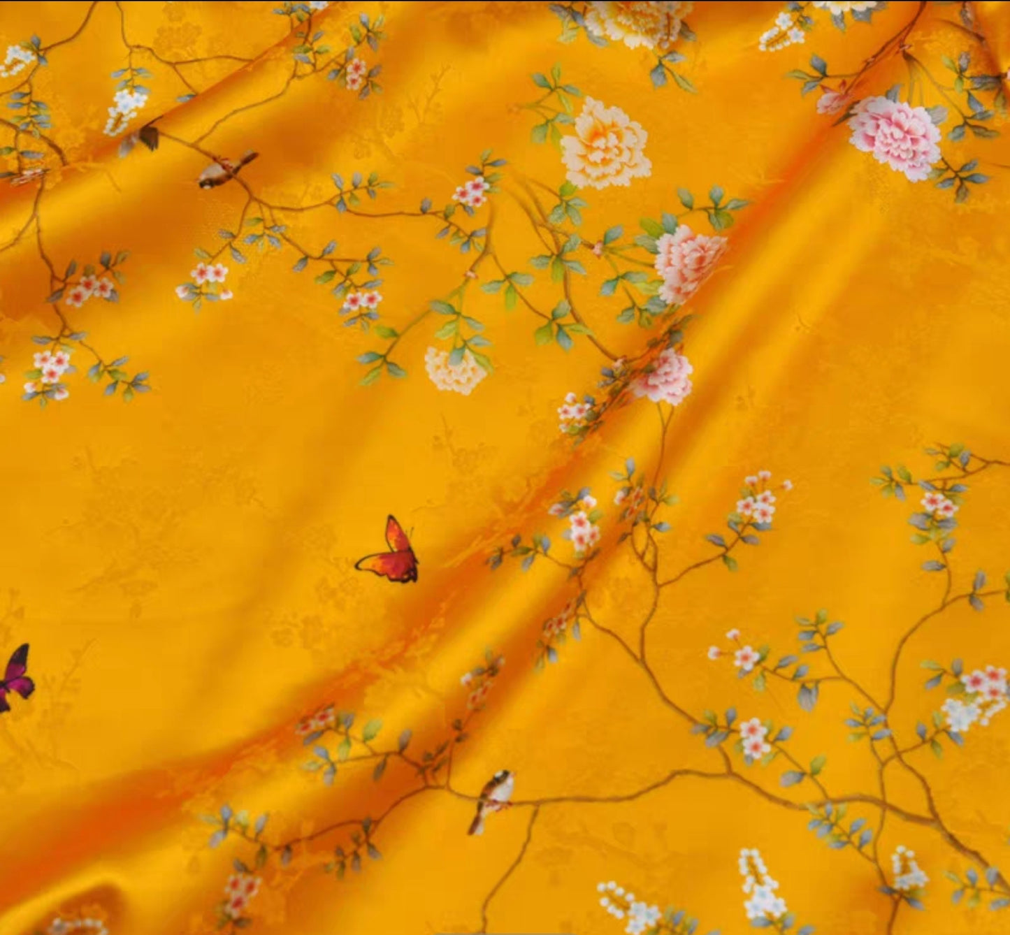 Chinese style jacquard silk fabric elastic satin printing skin-friendly heavy mulberry silk cheongsam dress fabric 3003-001