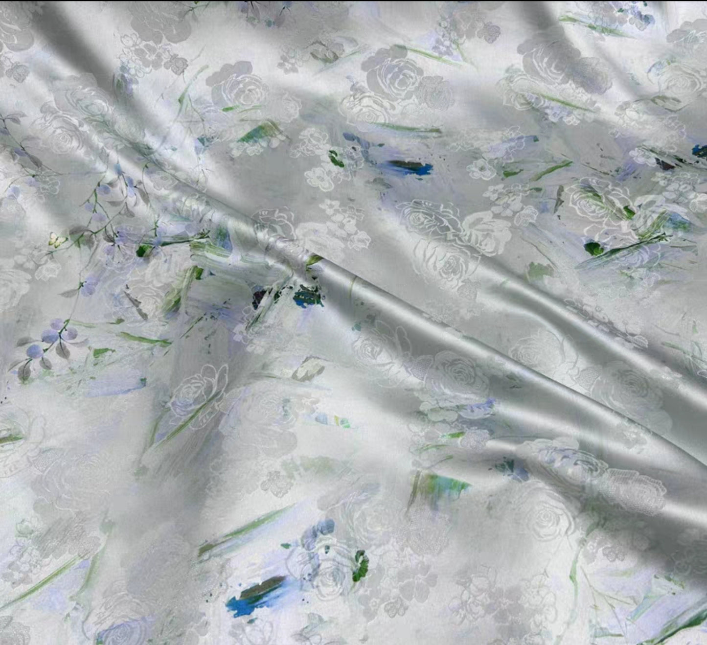 Chinese style jacquard silk fabric elastic satin printing skin-friendly heavy mulberry silk cheongsam dress fabric 3003-001
