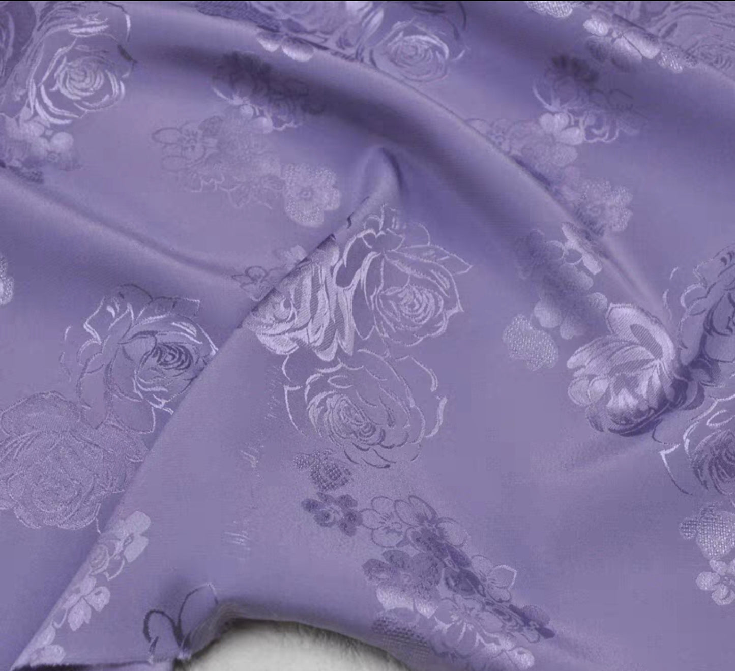 High-end elastic jacquard silk cheongsam fabric Chinese style rose flower mulberry silk fabric 120cm wide 3003-002