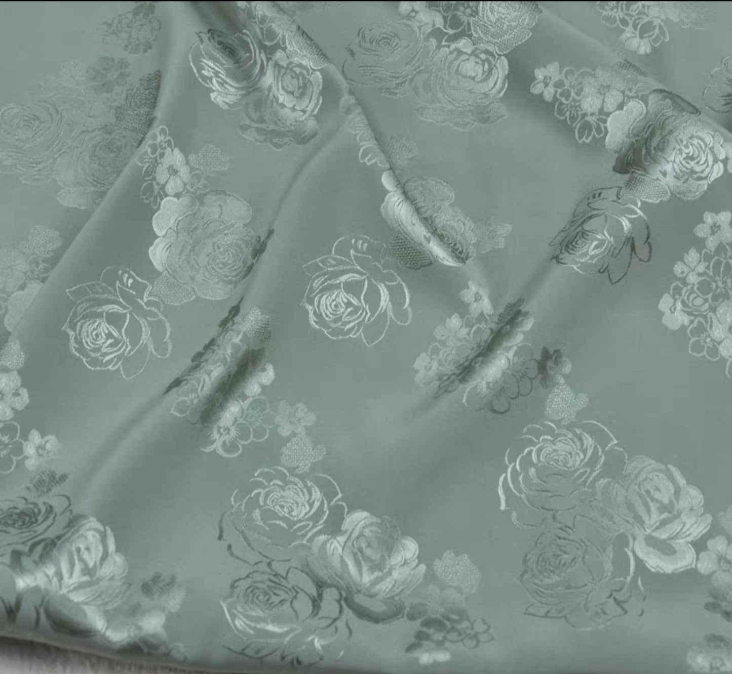 High-end elastic jacquard silk cheongsam fabric Chinese style rose flower mulberry silk fabric 120cm wide 3003-002