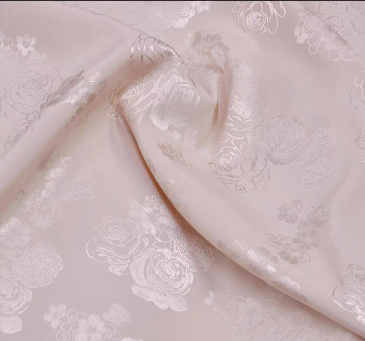 High-end elastic jacquard silk cheongsam fabric Chinese style rose flower mulberry silk fabric 120cm wide 3003-002