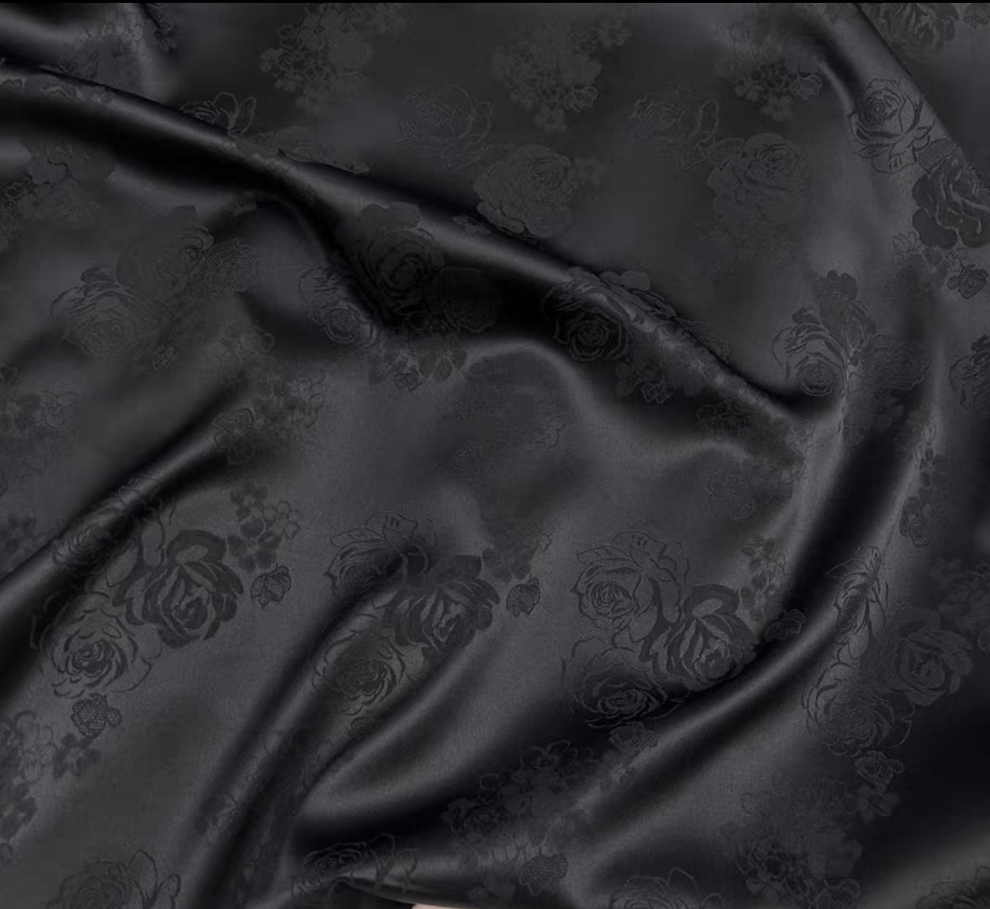 High-end elastic jacquard silk cheongsam fabric Chinese style rose flower mulberry silk fabric 120cm wide 3003-002