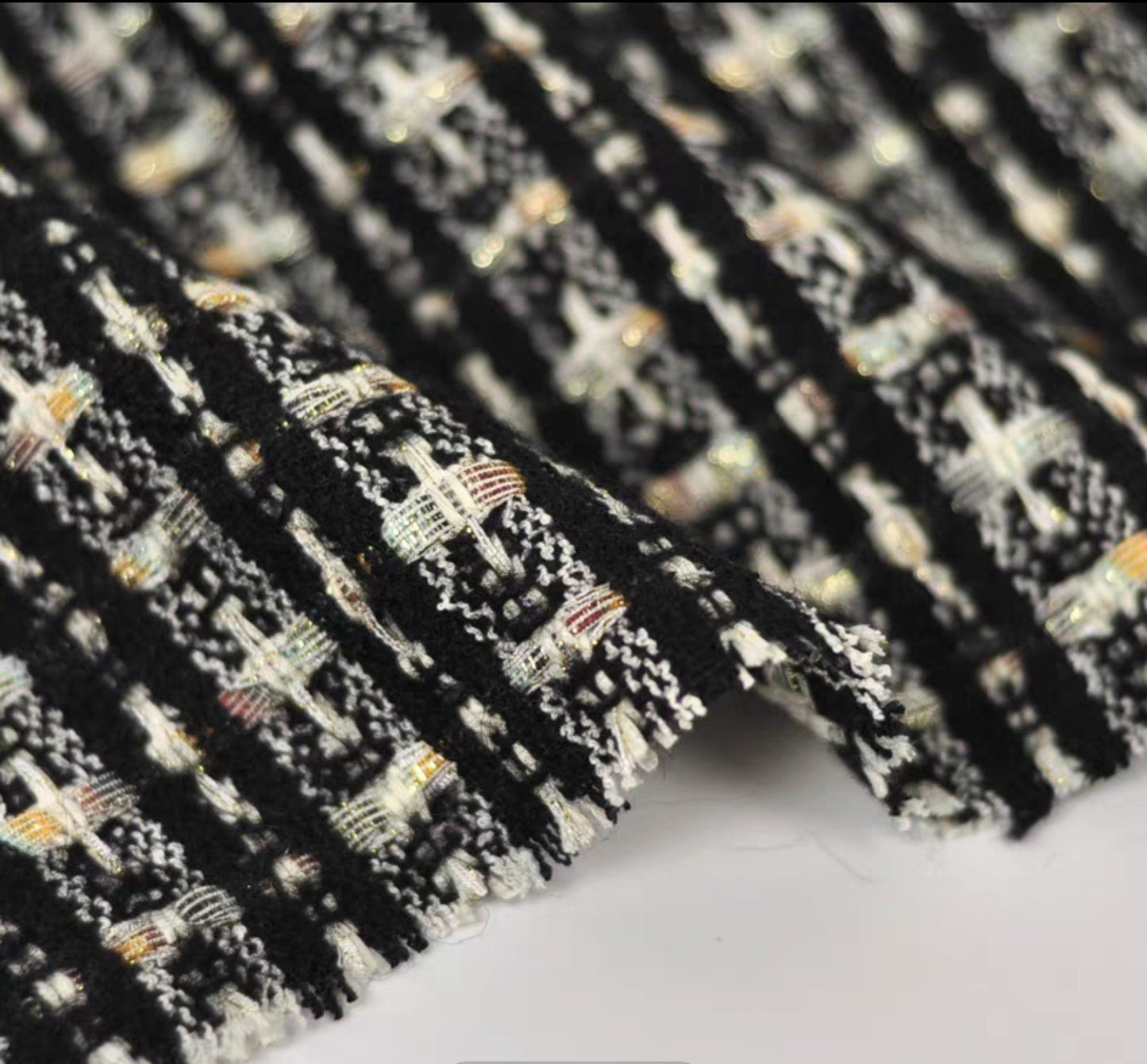 High-end woolen small fragrant woven wool coat fabric Gold silk Icelandic tweed suit clothing fabric