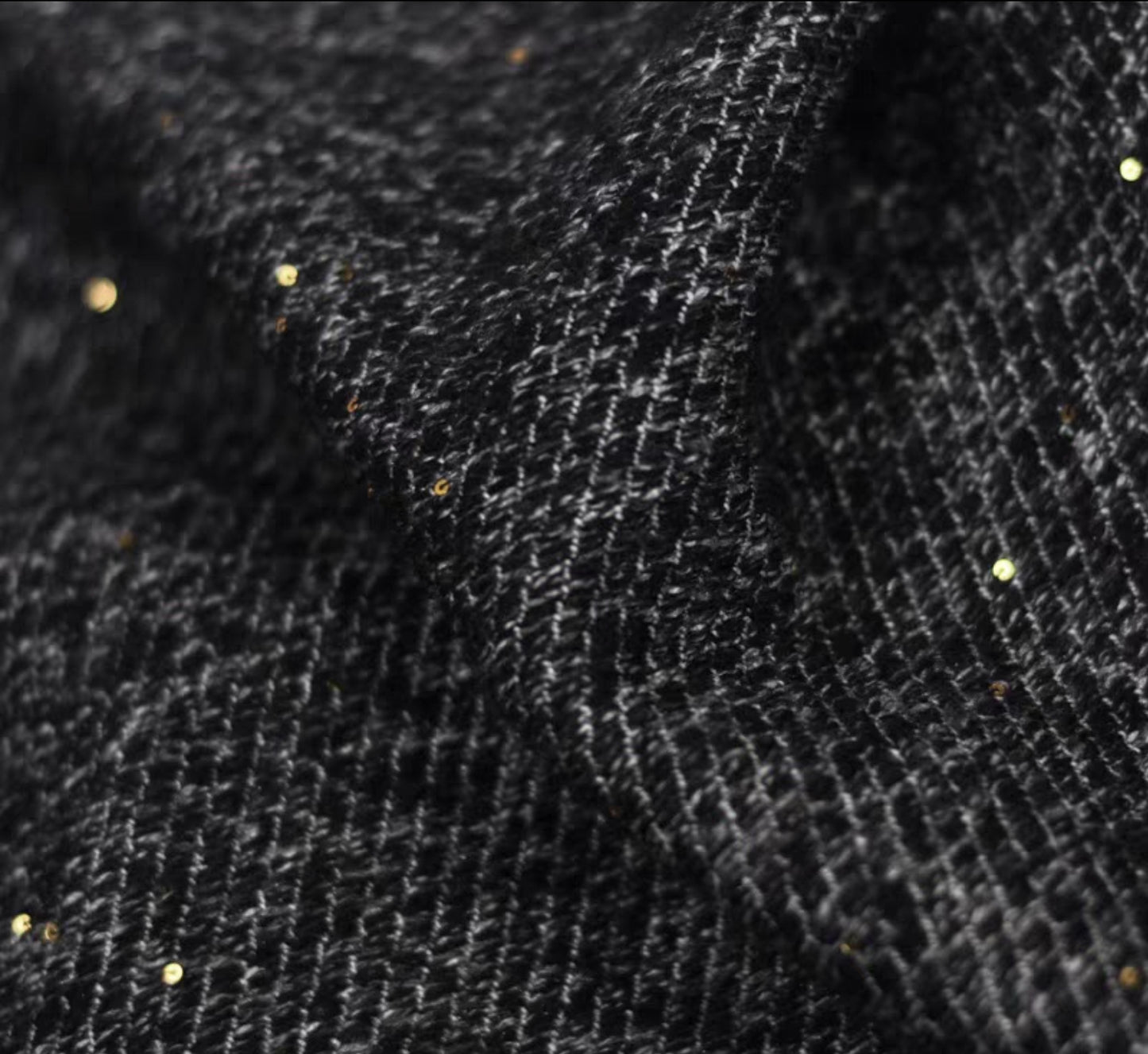 High-end woolen small fragrant woven wool coat fabric Gold silk Icelandic tweed suit clothing fabric