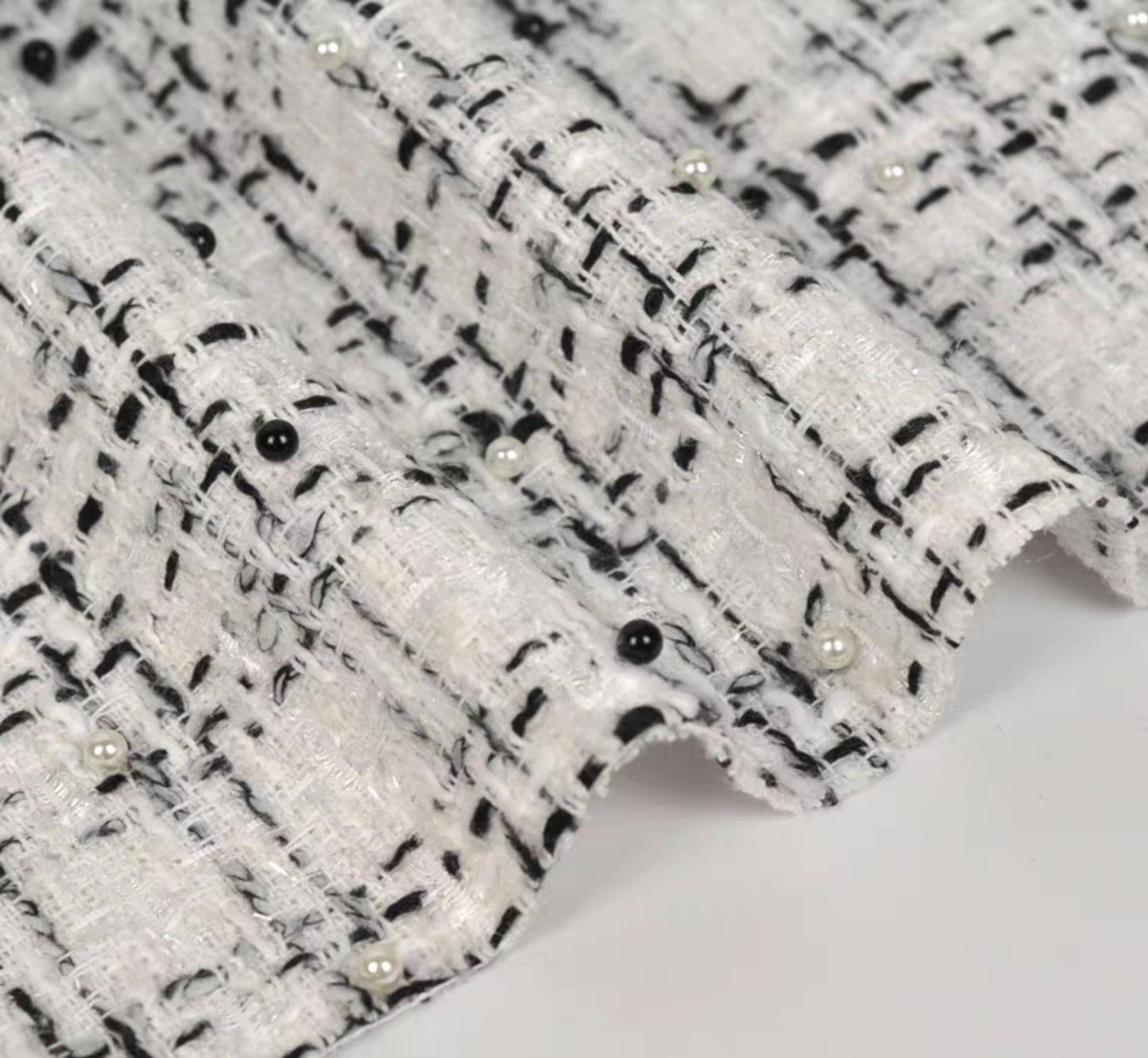 High-end woolen small fragrant woven wool coat fabric Gold silk Icelandic tweed suit clothing fabric