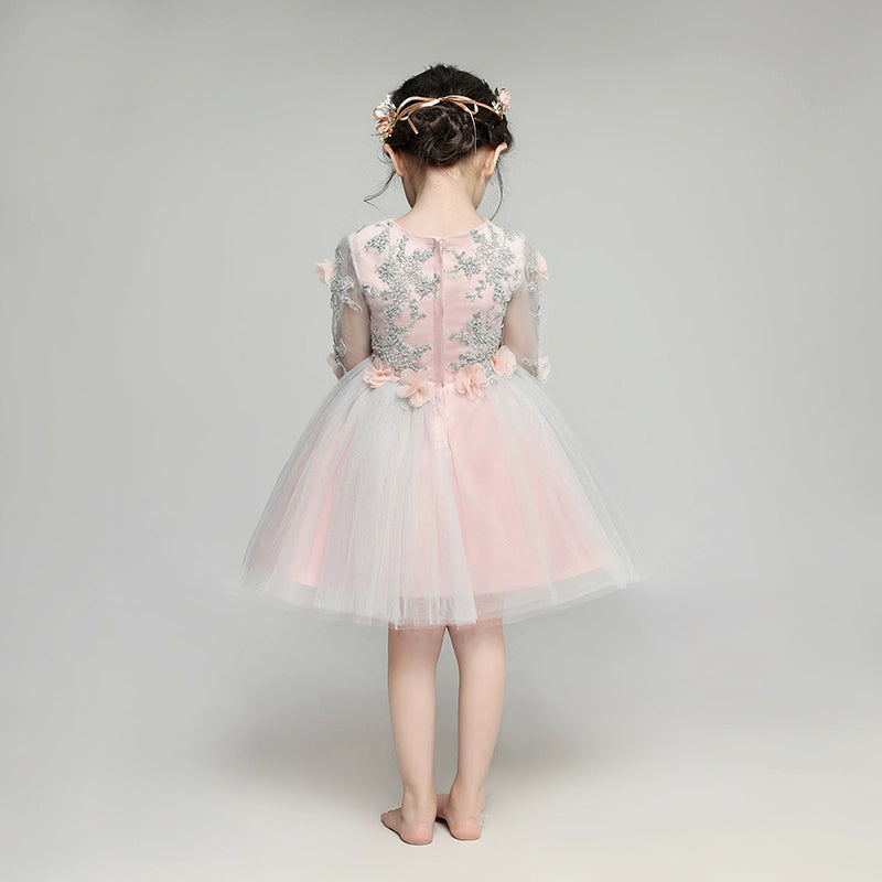 Elegant Long Sleeve Flower Girl Dress Winter Princess Costume