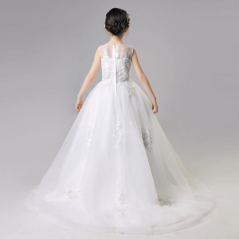 Elegant Princess Style Girls' Evening Dress for Wedding & Performance