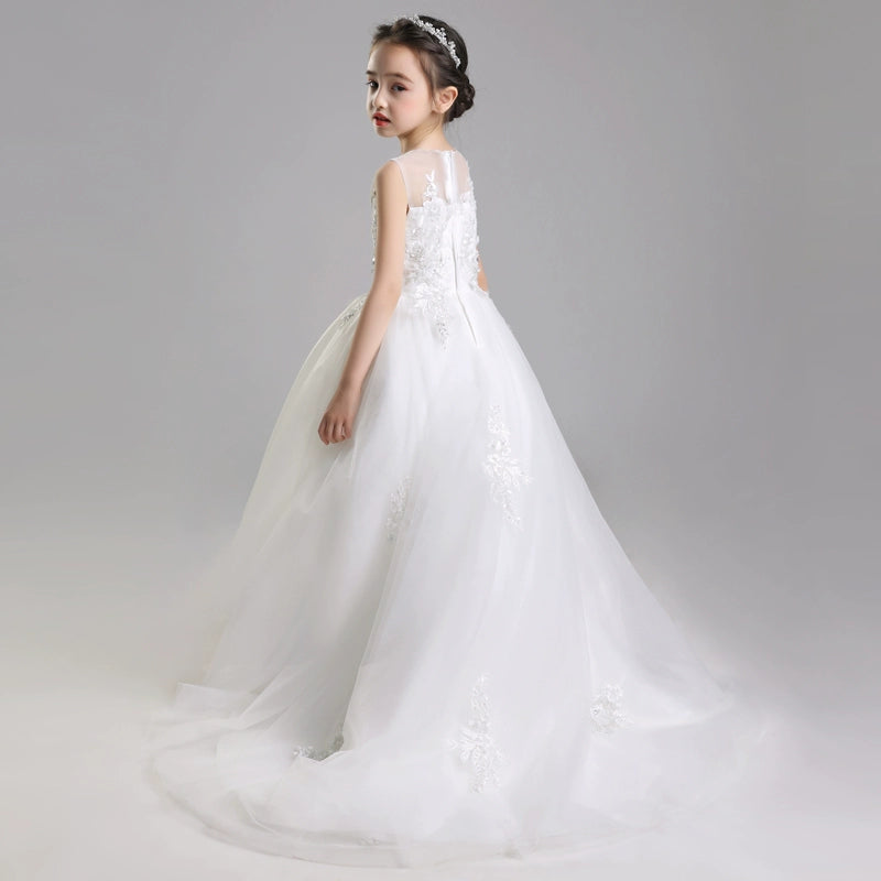 Elegant Princess Style Girls' Evening Dress for Wedding & Performance