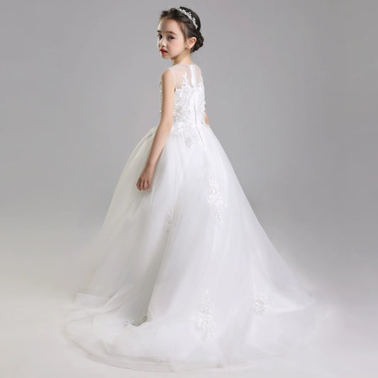 Elegant Princess Style Girls' Evening Dress for Wedding & Performance