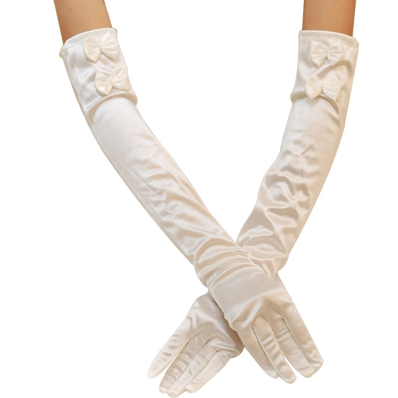 Wedding Gloves Long Winter White Satin