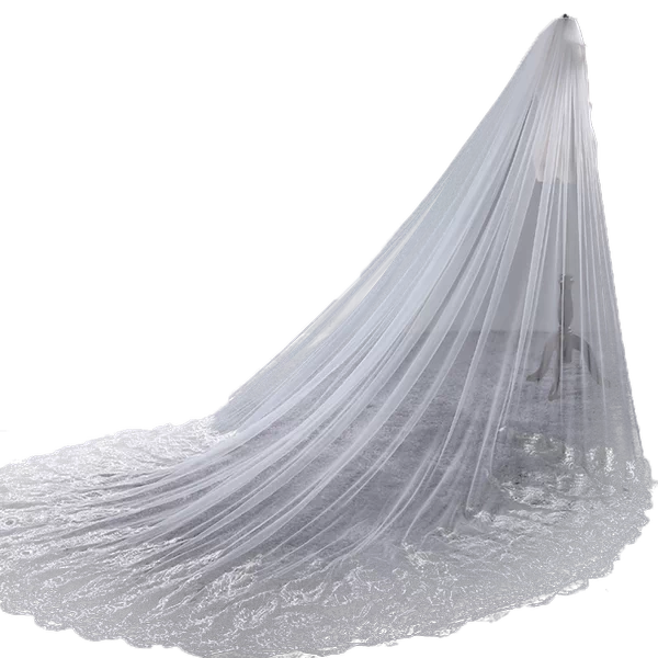Korean Extra Long Stone Inlay Veil