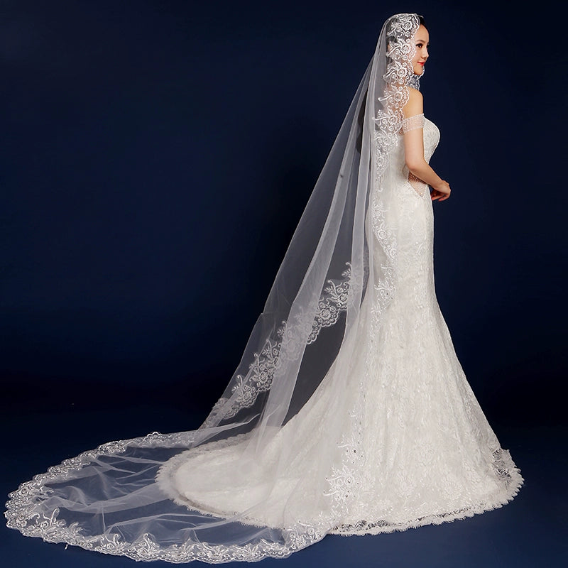 Korean Extra-Long Lace Wedding Veil