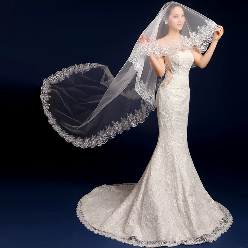 Korean Extra-Long Lace Wedding Veil