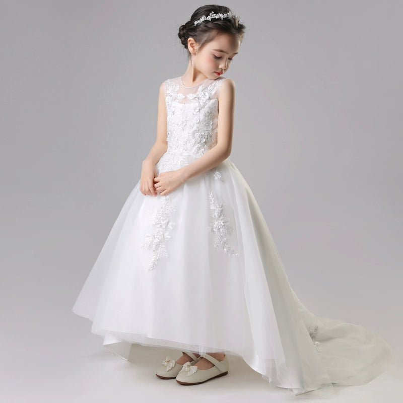 Elegant Princess Style Girls' Evening Dress for Wedding & Performance
