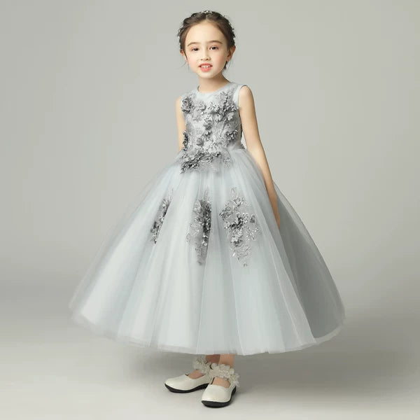 Elegant Teen Girls' Wedding Dress: Long Skirt Princess Costume