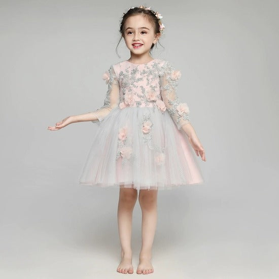 Elegant Long Sleeve Flower Girl Dress Winter Princess Costume