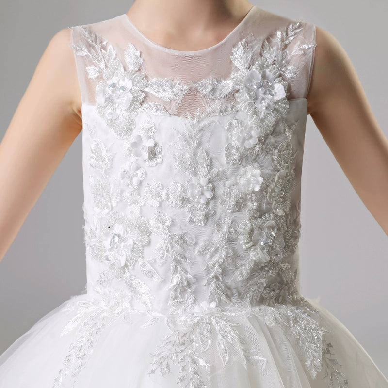 Elegant Princess Style Girls' Evening Dress for Wedding & Performance