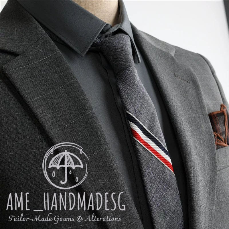 Suits for men Korean business casual plaid suit three-piece suit groom wedding dress