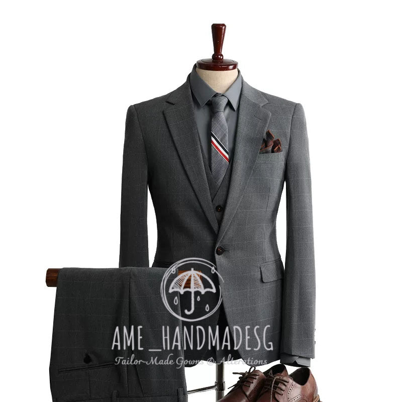Suits for men Korean business casual plaid suit three-piece suit groom wedding dress