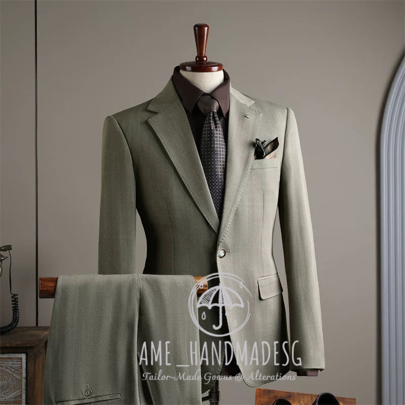 Suits for men British style business casual plaid suit three-piece suit groom wedding dress