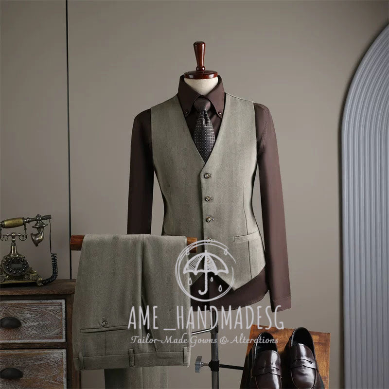 Suits for men British style business casual plaid suit three-piece suit groom wedding dress