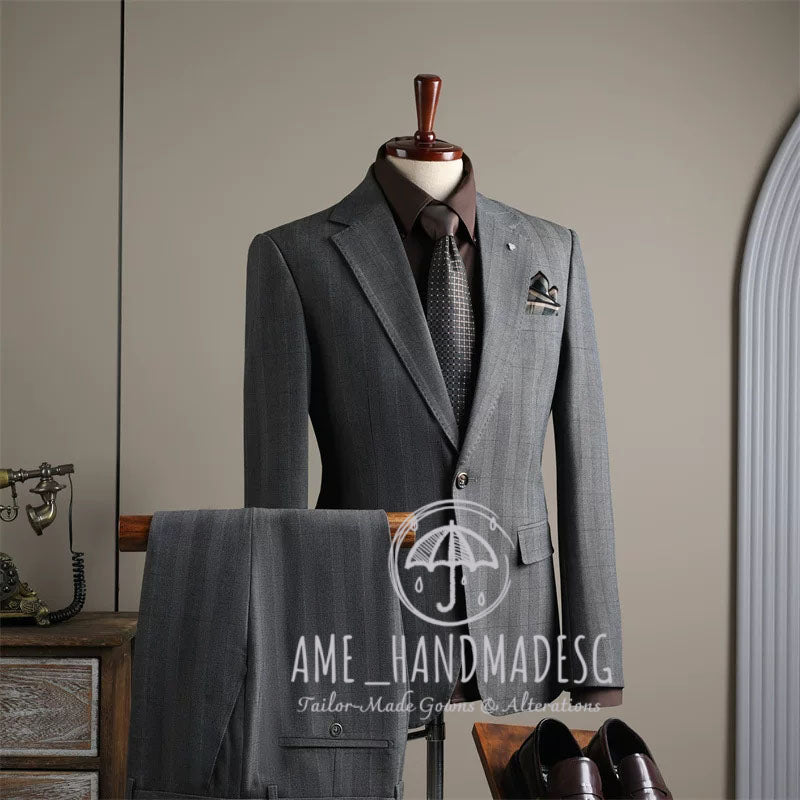 Suits for men British style business casual plaid suit three-piece suit groom wedding dress