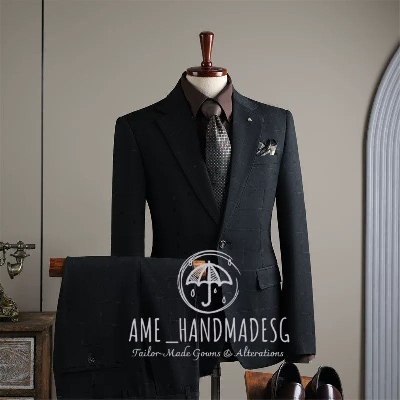 Suits for men British style business casual plaid suit three-piece suit groom wedding dress