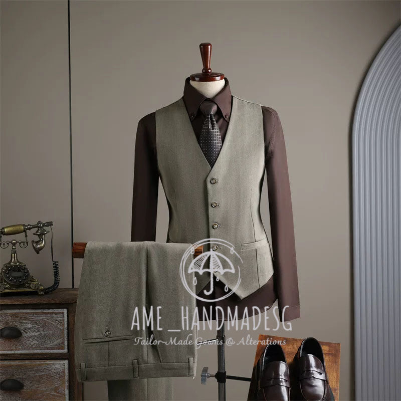 Suits for men high-end business casual plaid suits three-piece suits for grooms wedding dresses