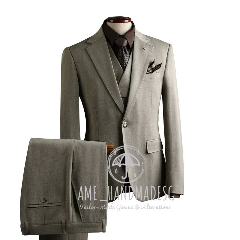 Suits for men high-end business casual plaid suits three-piece suits for grooms wedding dresses