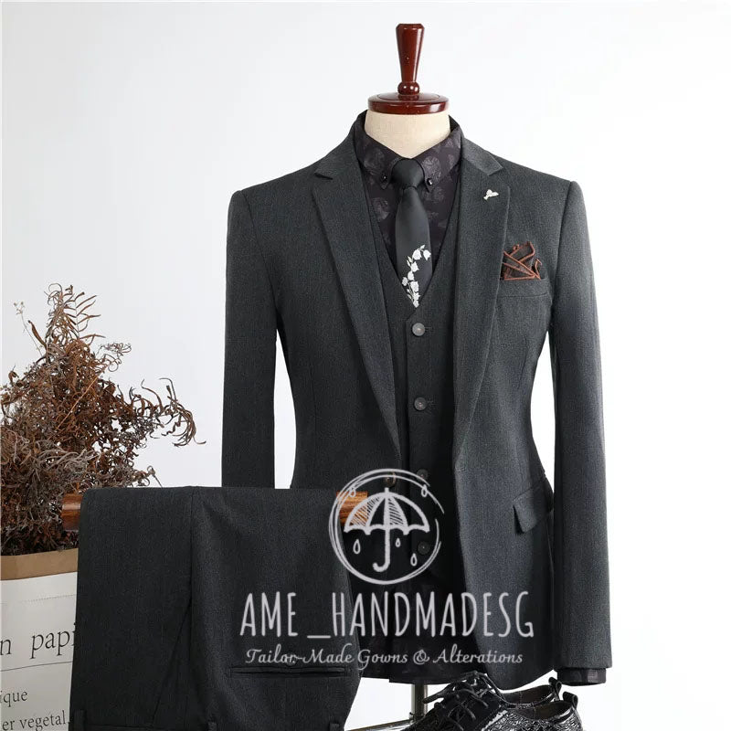 suits for men, British style, handsome business casual suits, three-piece suits, groom wedding dresses