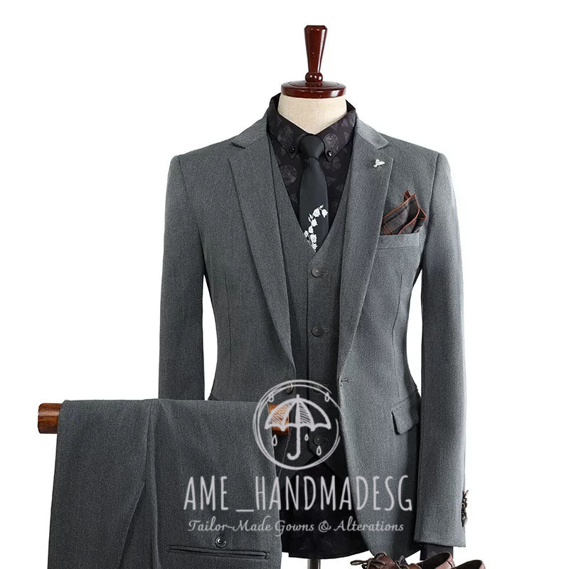 suits for men, British style, handsome business casual suits, three-piece suits, groom wedding dresses