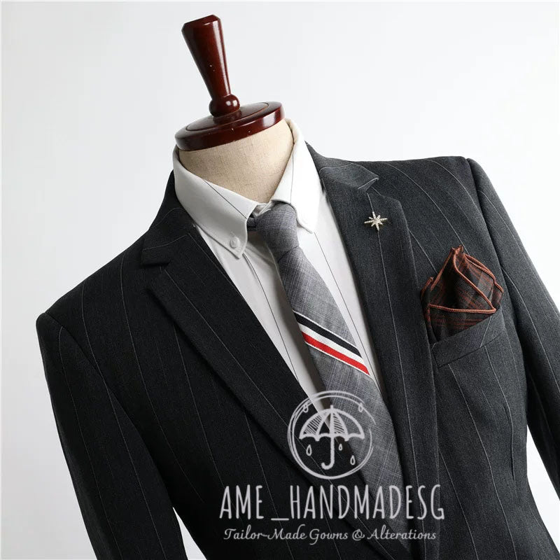 Suits for men British style striped casual suits three-piece suits for grooms wedding dresses