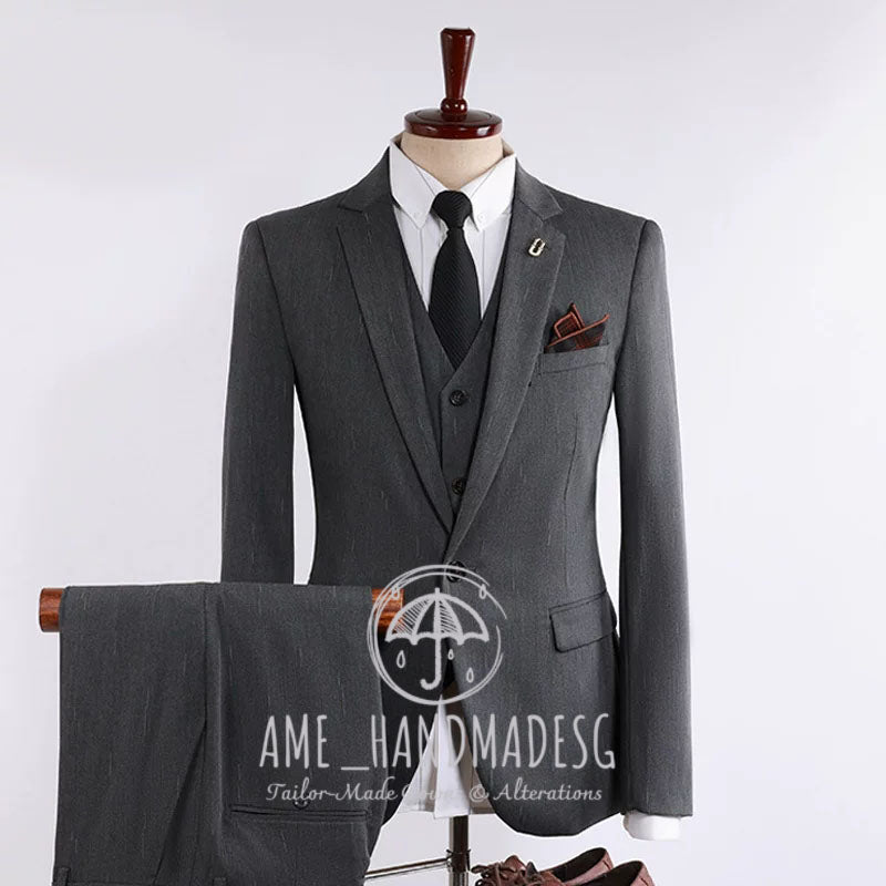 Suits men's British business casual shooting star striped suit three-piece suit groom wedding dress