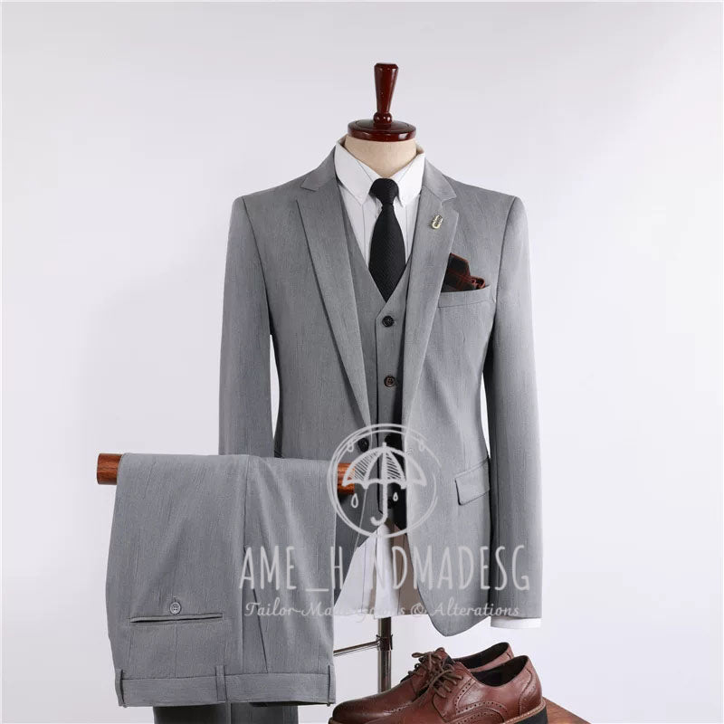 Suits men's British business casual shooting star striped suit three-piece suit groom wedding dress